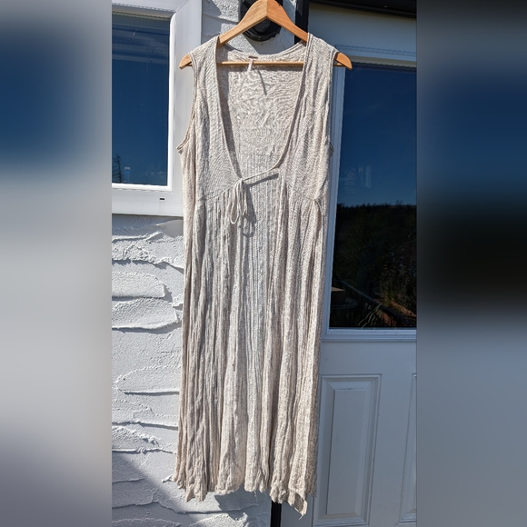 Free People Baja Escape Sleeveless Linen Duster Cream Size Medium - Picture 5 of 6